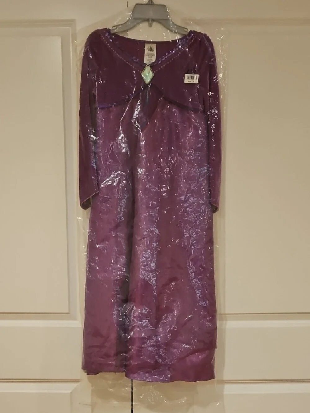 Disney Purple Elsa Sequin Velvet Dress with Teal Gem For Little Queen 7-8 - Picture 10 of 10
